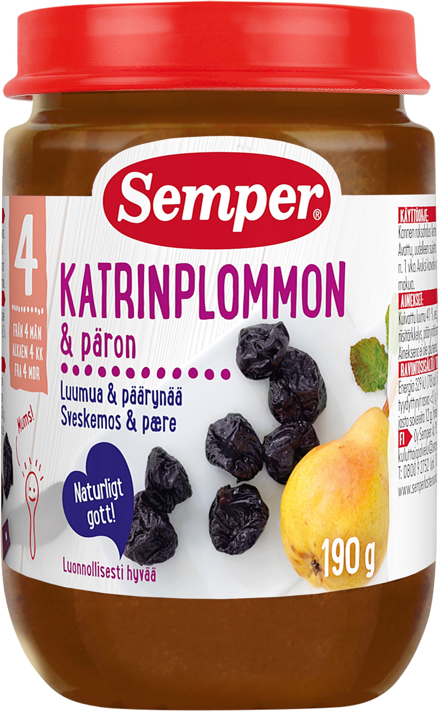 Semper Plum, pear & apple 190g 4 months